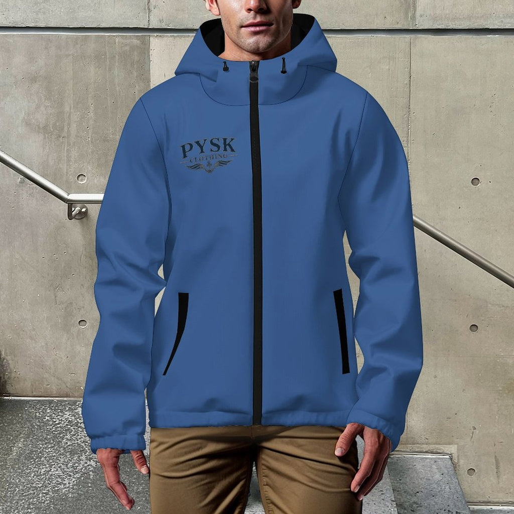 Men's Hooded Navy Windbreaker Jacket