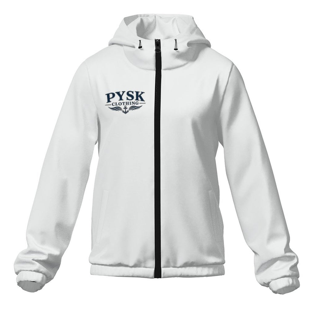 Men's Hooded White Windbreaker Jacket