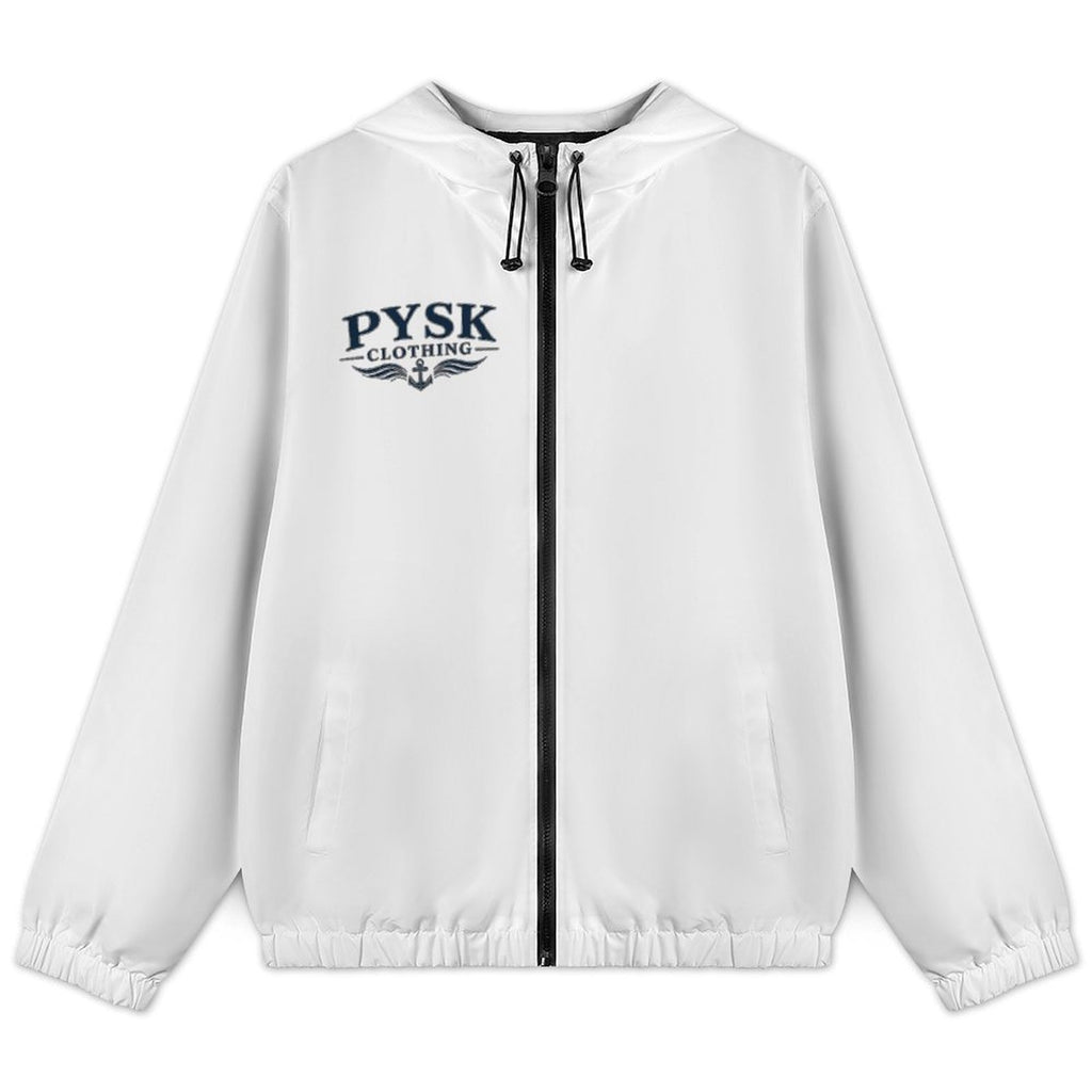 Men's Hooded White Windbreaker Jacket