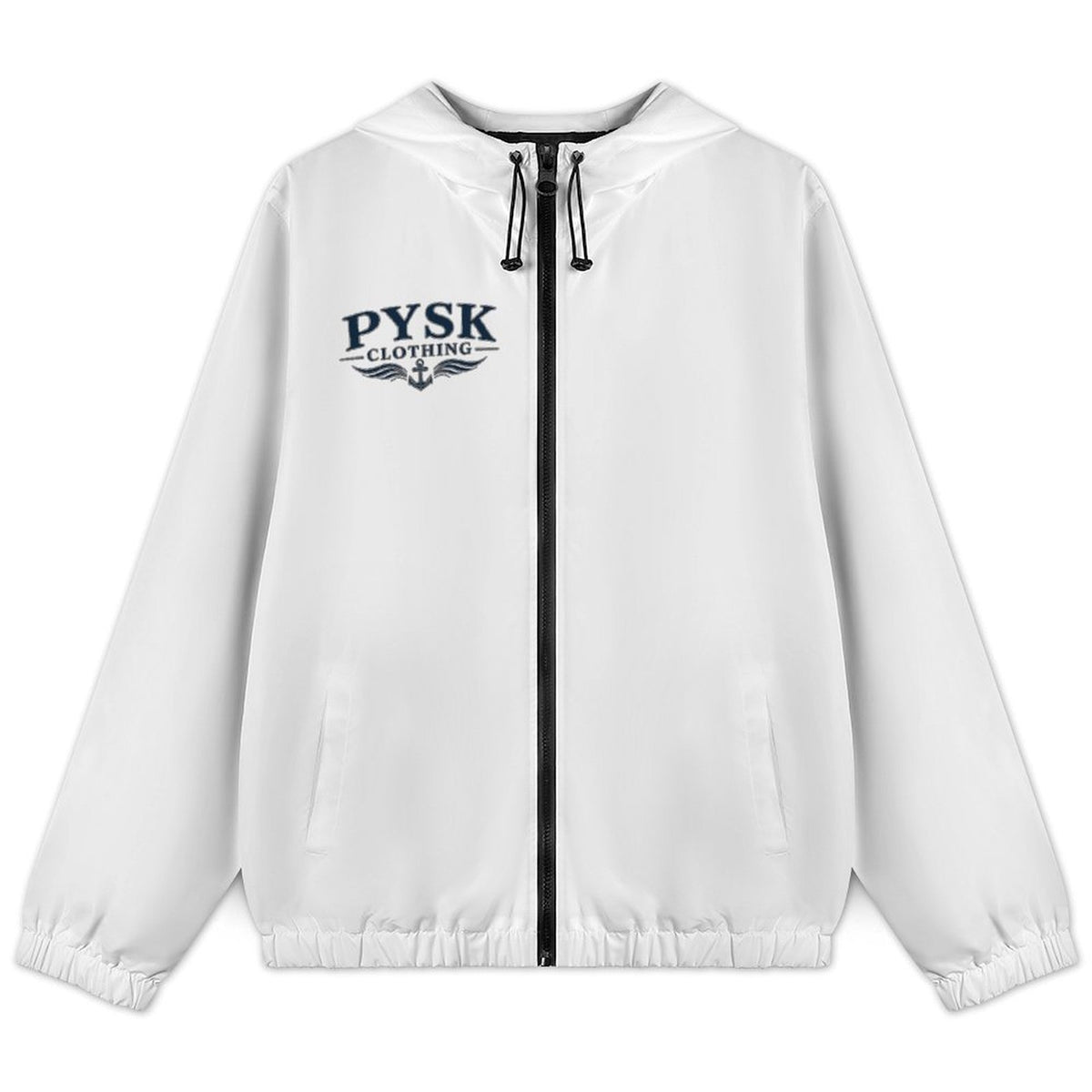 Men's Hooded White Windbreaker Jacket