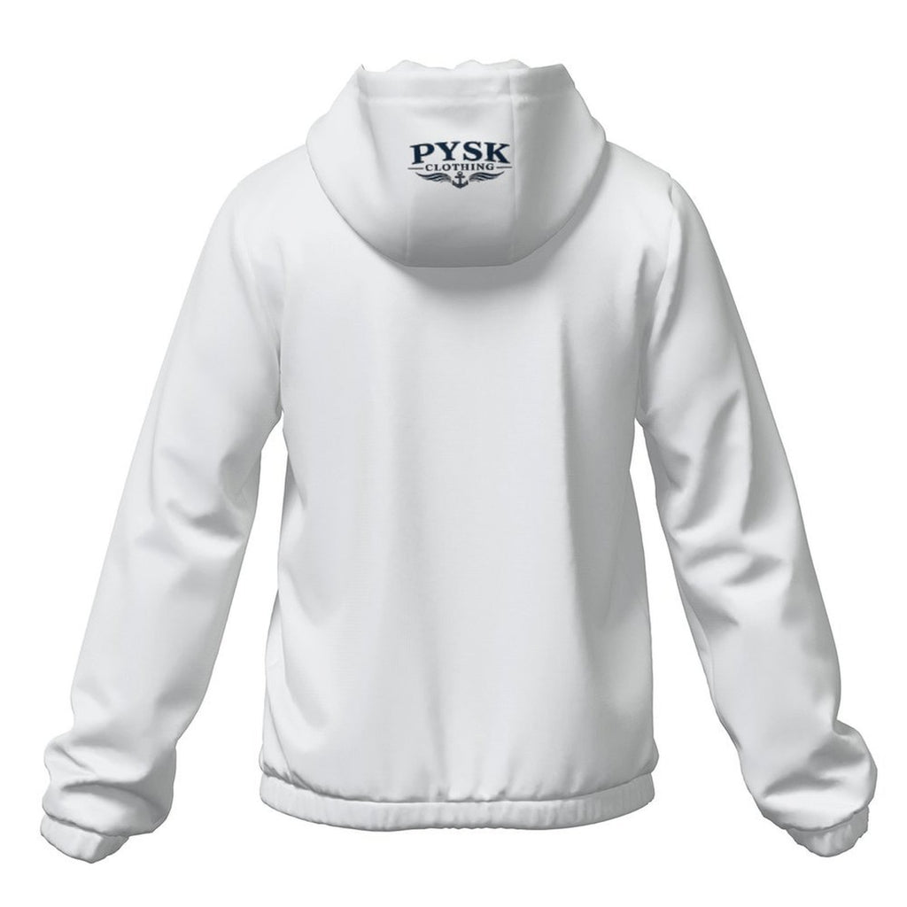 Men's Hooded White Windbreaker Jacket