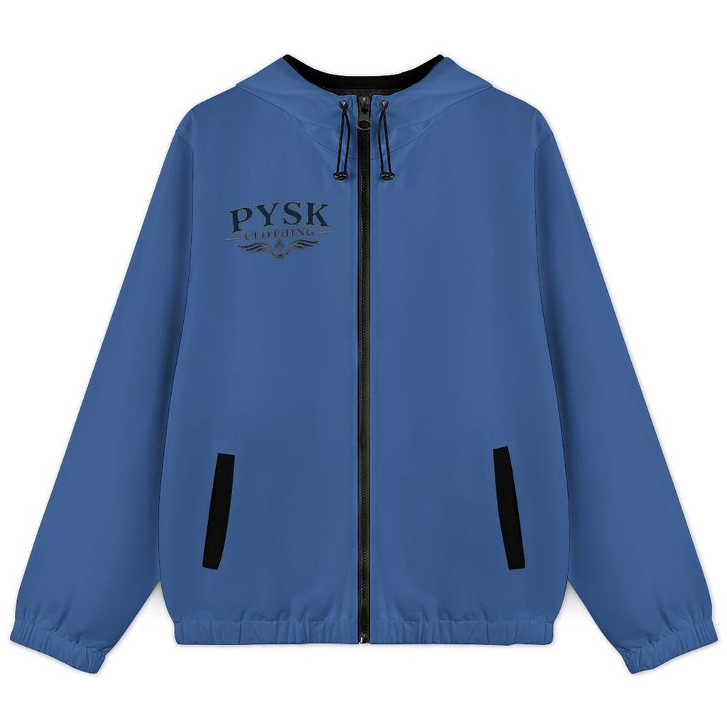 Men's Hooded Navy Windbreaker Jacket