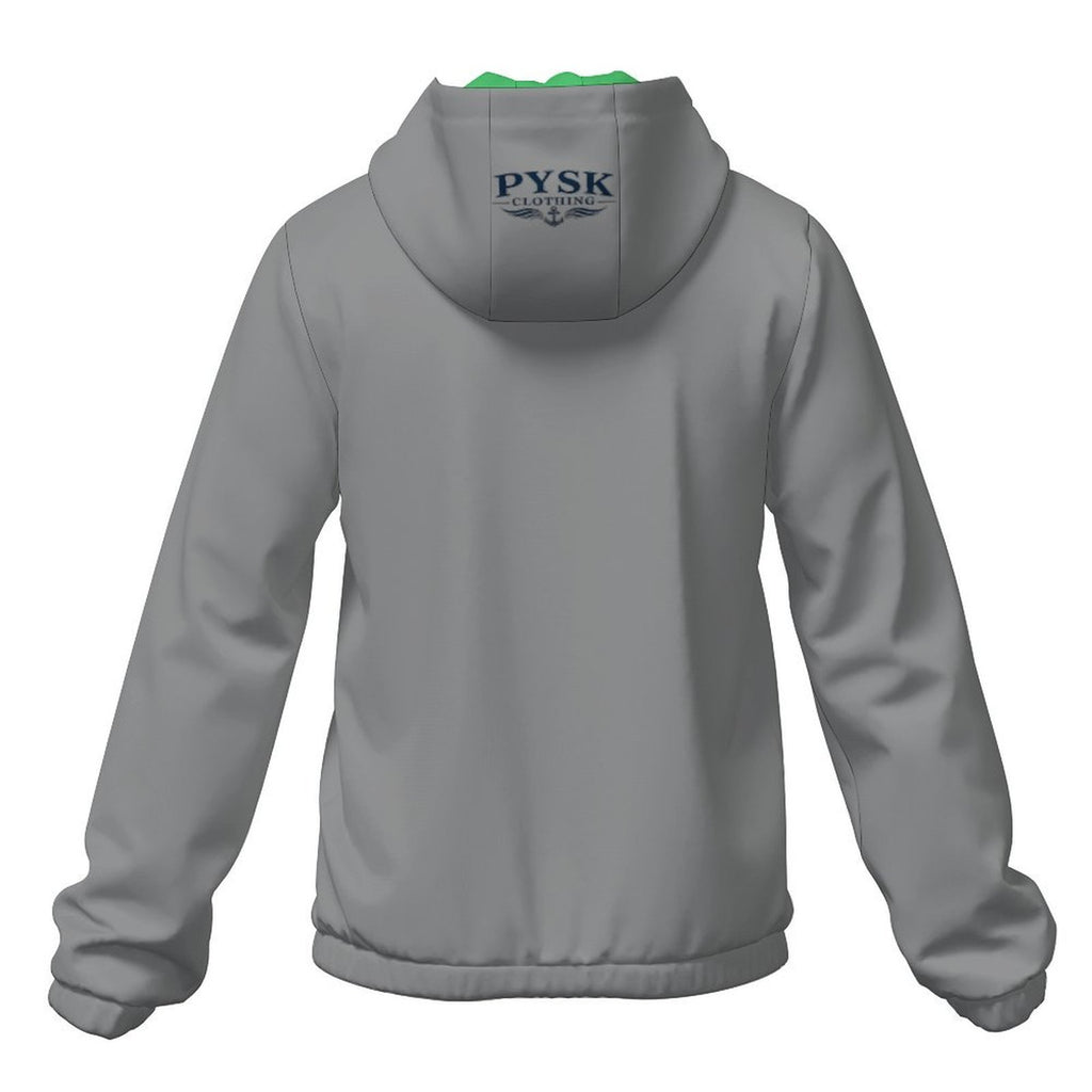 Men's Hooded Grey Windbreaker Jacket